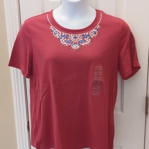 Coral Bay XL Embellished short sleeve tee shirt